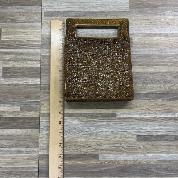 VTG Inge Christopher Indolink Gold Beaded Evening Bag Purse Clutch - 8S569 - Picture 8 of 8